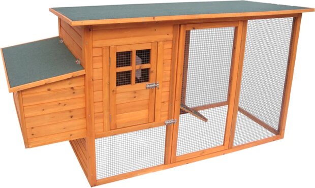 Houten Kippenhok Palacio Classic Bruin &ndash; Flamingo Groot Buitenhok met Ren voor 4-6 Kippen