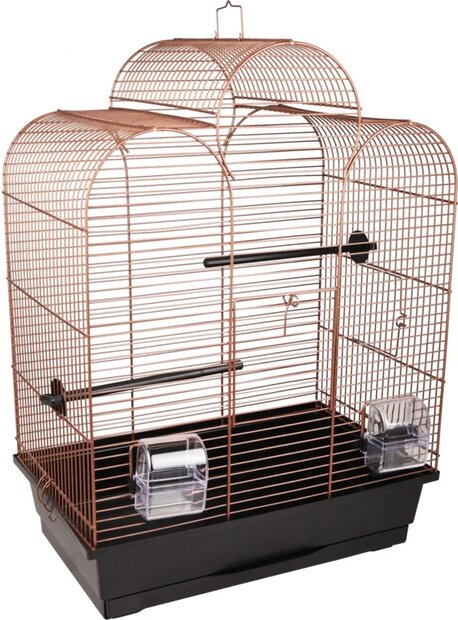 Vogelkooi Flamingo Dara Koper/Zwart &ndash; Parkietenkooi met koperen tralies 45x28x61,5 cm
