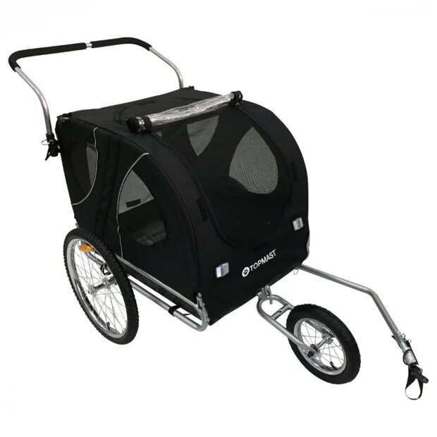 Easy Flow Hondenfietskar - Met Jogger Functie - Zwart - Large