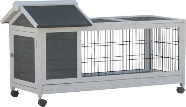 Konijnenhok Honey Rustic Grijs &ndash; Stijlvol houten buitenhok