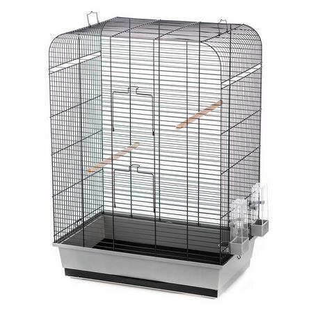 Vogelkooi Inter-Zoo Nina Grijs/Zwart &ndash; Parkietenkooi met zwarte tralies 54x34x75 cm