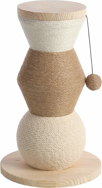 Krabpaal Flamingo Stubbs &ndash; Dennenhout Krabpaal met Jute &amp; Katoen Touwen &amp; Speeltje 19,5 cm