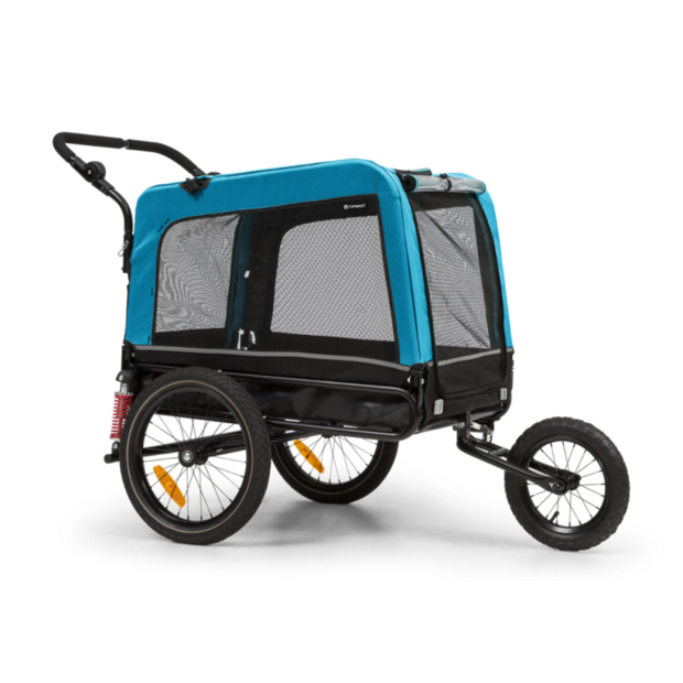 Hondenfietskar Topmast Focus 2-in-1 Oxford Blauw &ndash; Hondenaanhanger &amp; Hondenbuggy voor Honden tot 40 kg