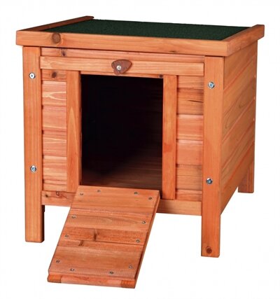 Kleindierhuis Trixie Natura Bruin &ndash; Houten Schuilhuisje voor Konijnen &amp; Cavia's met Openklapbaar Dak 42x43x51 cm