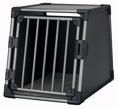 Vervoersbox Trixie Aluminium Grafiet &ndash; Autobench voor de Hond met Veiligheidssluiting &ndash; 3 Maten: S / M / M-L (48-86 cm)
