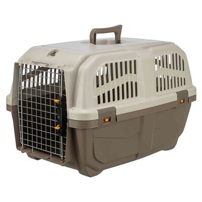 Transportbox Trixie Skudo Taupe/Zand &ndash; Reisbox voor Hond &amp; Kat, Vliegtuig-geschikt &ndash; 4 Maten: S-M t/m L (68-105 cm)