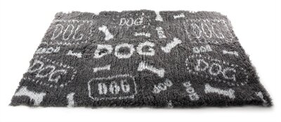 Vetbed Dog Print Grijs/Wit Gerecycled &ndash; Isolerende Zachte Ligmat voor Hond &amp; Pup &ndash; 2 Maten: 75x50 / 100x75 cm