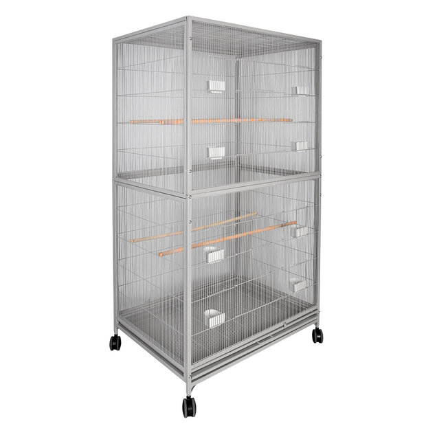 Kamervoli&egrave;re Duvo+ Loft Daisy Licht/Grijs &ndash; Ruime Verrijdbare Voli&egrave;re voor Parkieten &amp; Vinken 100x76x182 cm