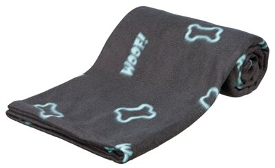 Hondendeken Trixie Barney Fleece Grijs &ndash; Zachte Fleecedeken met Botjesprint 150x100 cm